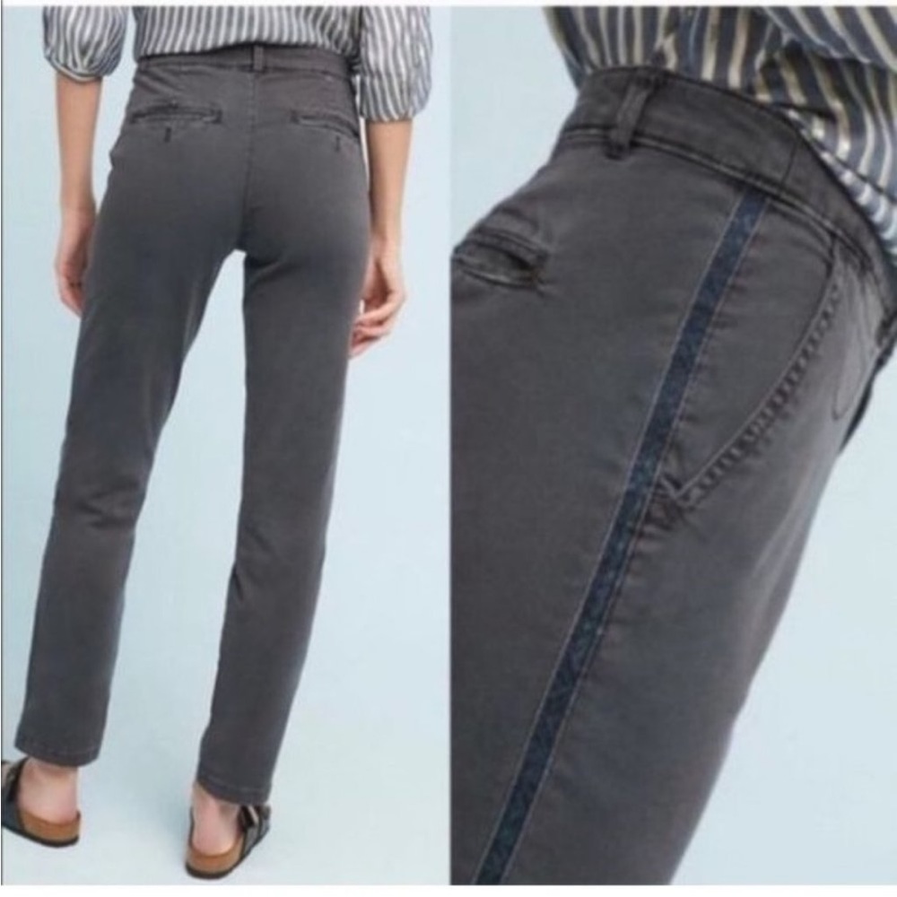 Anthropologie relaxed fit chino with side ribbon detail